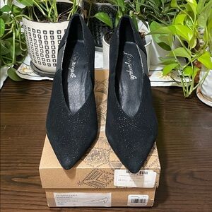 Free People Black Sparkle Suede Women's Heels. Elegant & unique! Sz 38 (like 8)